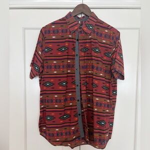 Carbon Southwestern Aztec Print Button Up Shirt Size L Festival Western SS